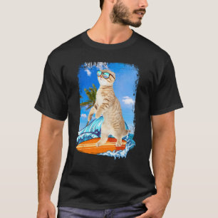 Cute Surfing Hawaiian Cat Lover Surfer Beach Summe T-Shirt