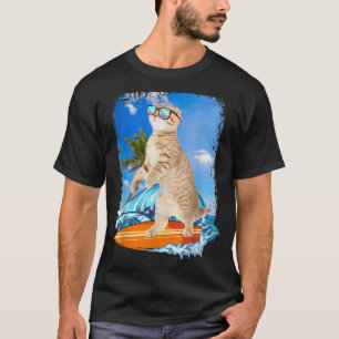 Cute Surfing Hawaiian Cat Lover Surfer Beach Summe T-Shirt