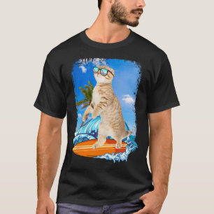 Cute Surfing Hawaiian Cat Lover Surfer Beach Summe T-Shirt
