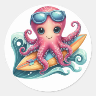 Cute Surfing Octopus Stickers