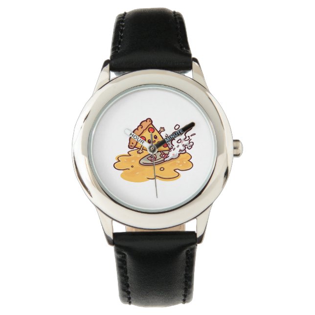 Cute Surfing Pizza Slice Wall watch (Front)