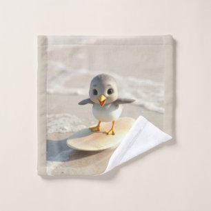Cute Surfing Sandpiper  Bath Towel Set