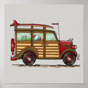 Cute Surfing Woody Poster