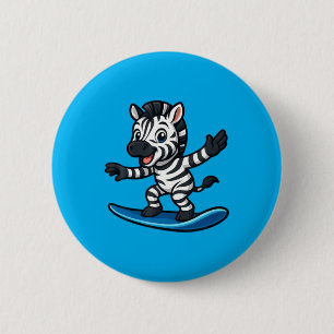 Cute Surfing Zebra Funny Animal Beach Summer Vibes 6 Cm Round Badge