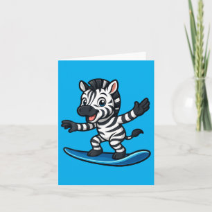 Cute Surfing Zebra Funny Animal Beach Summer Vibes Card