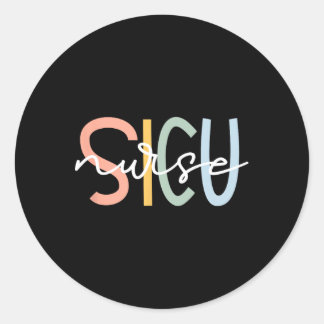 Cute Surgical Icu Nurse Sicu Team Co. Women's Blac Classic Round Sticker