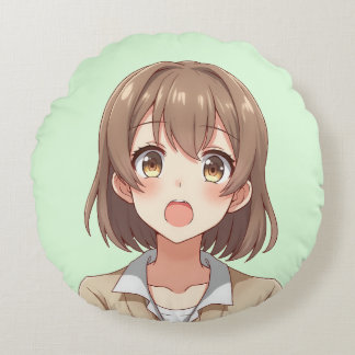 Cute surprised expression girl anime cushion