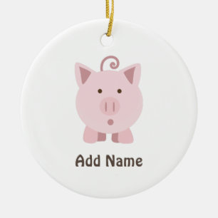 Cute Surprised Pig Ceramic Tree Decoration