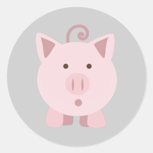 Cute Surprised Pig Classic Round Sticker