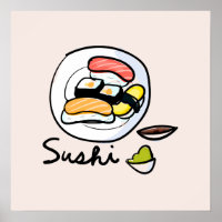 Cute sushi cartoon kawaii food art