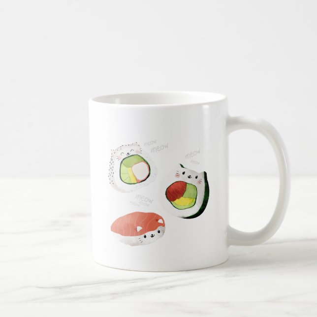 Cute Sushi Cat Coffee Mug (Right)
