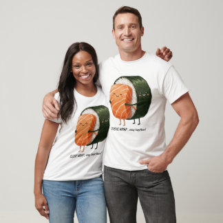 Cute Sushi Hug - Salmon Maki Roll Warm Embrace T-Shirt