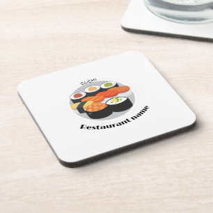 Cute Sushi Japan food minimal Personalised Name Coaster