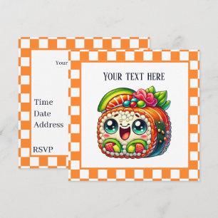 Cute sushi lovers party  invitation