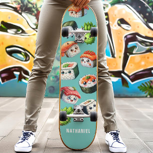 Cute Sushi Nigiri Wasabi Maki Roll Skateboard