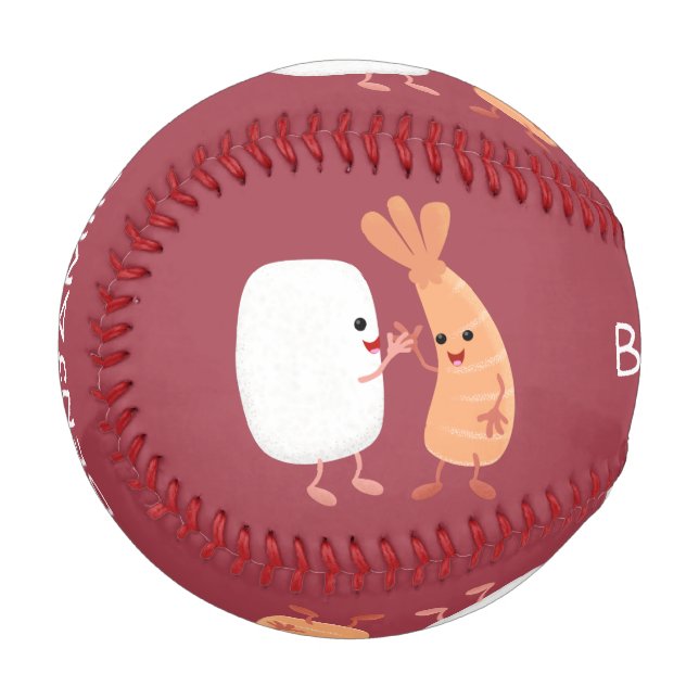Cute sushi rice prawn friends cartoon baseball (Front Left)