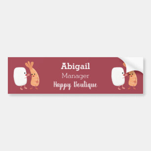 Cute sushi rice prawn friends cartoon bumper sticker