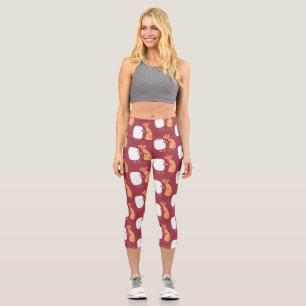 Cute sushi rice prawn friends cartoon capri leggings