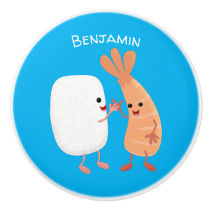 Cute sushi rice prawn friends cartoon ceramic knob