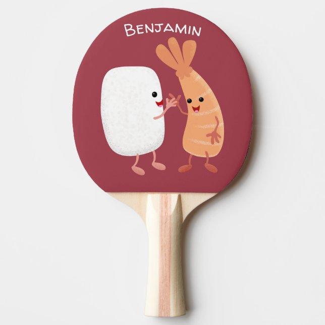 Cute sushi rice prawn friends cartoon ping pong paddle (Front)