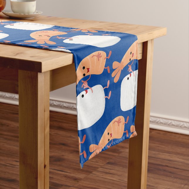 Cute sushi rice prawn friends cartoon short table runner (In Situ)
