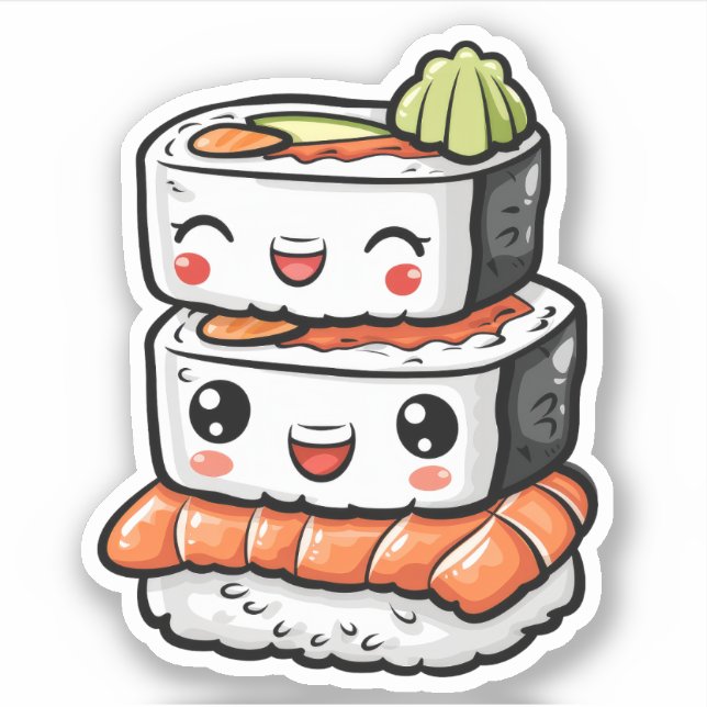 Cute Sushi Vinyl Stickers (Front)