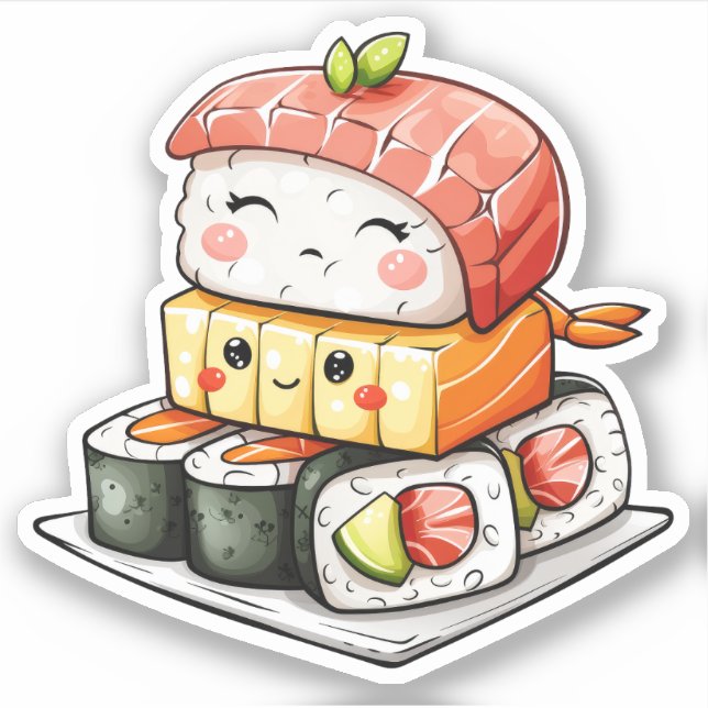 Cute Sushi Vinyl Stickers (Front)