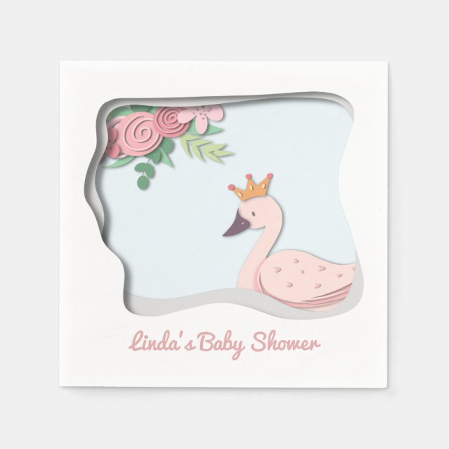 Cute Swan Baby Shower Napkin (Front)
