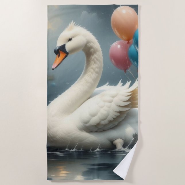 cute swan beach towel (Front)