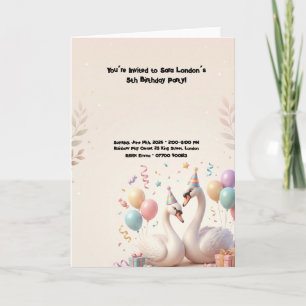 Cute Swan Birthday Party Card