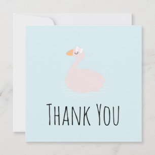 Cute Swan Girls Pink Birthday Thank You