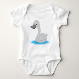 Cute SWAN Gosling grey Baby Bodysuit
