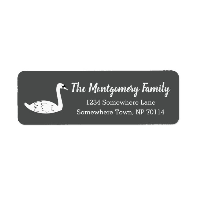 Cute Swan & Grey Return Address Label (Front)