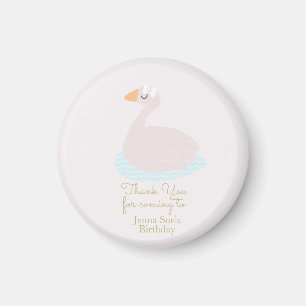 Cute Swan Pink Bow Girls Birthday Party Magnet