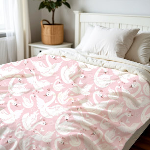 Cute Swan Princess Modern Elegant Pink Girl Fleece Blanket