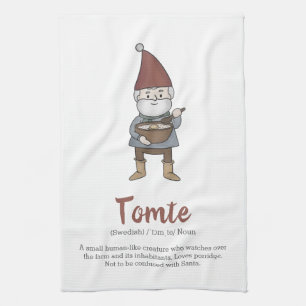 Cute Swedish Tomte Gnome Definition  Tea Towel