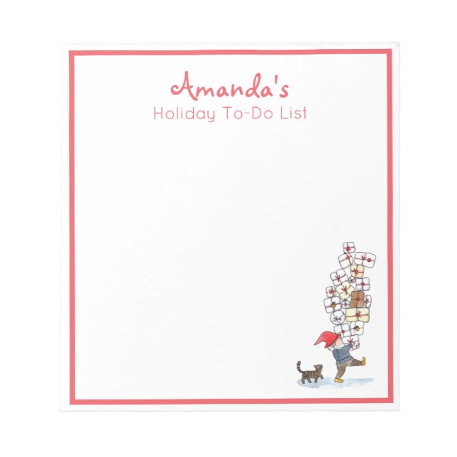 Cute Swedish Tomten Christmas Watercolor  Notepad (Front)