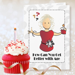 Cute Sweet 80th Birthday Female Cartoon Humourous Card