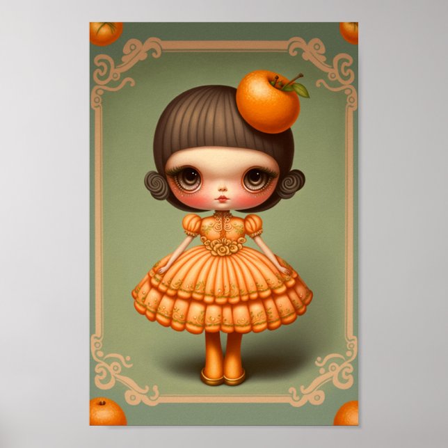 Cute Sweet Big Eyed Orange Girl Poster (Front)