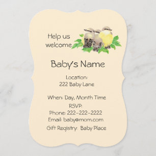 Cute Sweet Bird Family Baby Shower Invitation