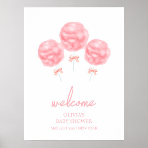 Cute Sweet Bow Cotton Candy Baby Shower Welcome Poster