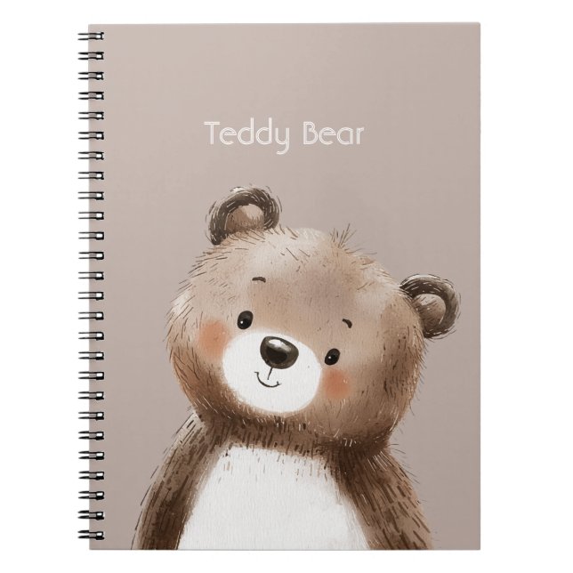 Cute Sweet Brown White Teddy Bear Notebook (Front)