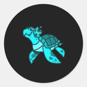 Cute sweet cartoon sea turtle ocean animal kids an classic round sticker