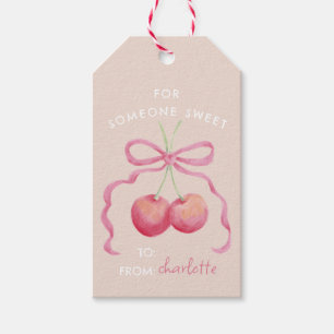 Cute, sweet cherries and bow  gift tags