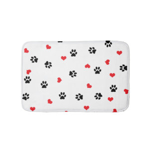 Cute sweet clear black paw red heart pattern bath mat