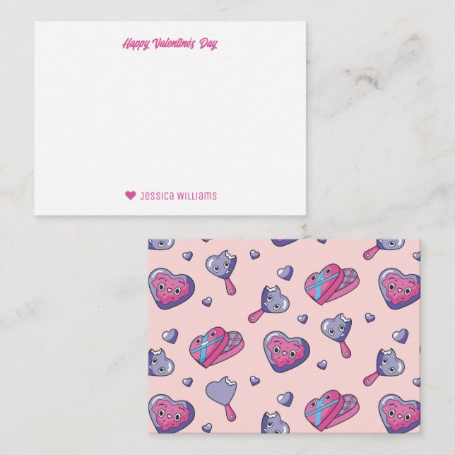 Cute Sweet Dessert Pattern Pink Valentine's Day Card (Front/Back)