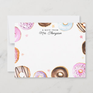 Cute Sweet Doughnuts A note from Script Note Card