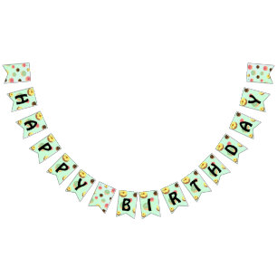 cute Sweet doughnuts Birthday party Girly pattern Bunting