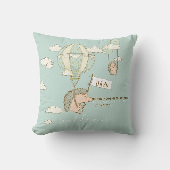 Cute Sweet Dreams Birth Stats Nursery Cushion (Front)