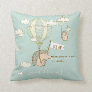 Cute Sweet Dreams Birth Stats Nursery Cushion